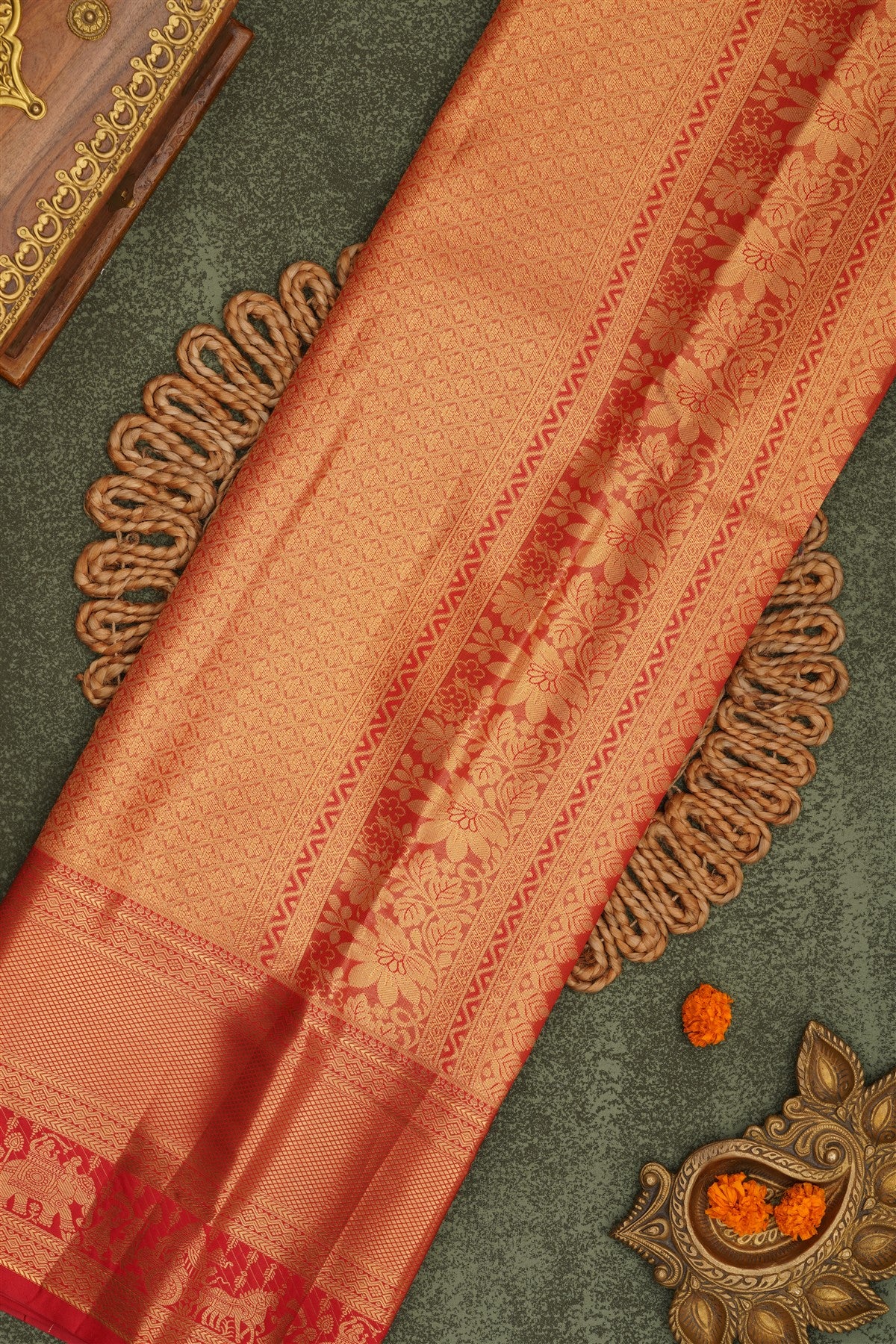 Semi Pattu Silk Blend Light Gold Saree
