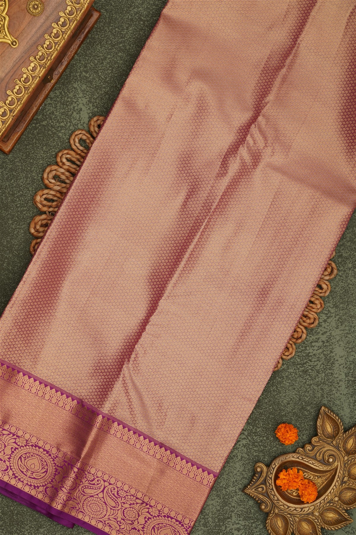 Semi Pattu Silk Blend Gold Saree