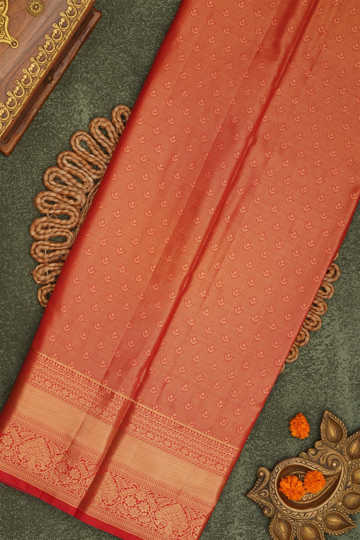 Semi Pattu Silk Blend Gold Saree