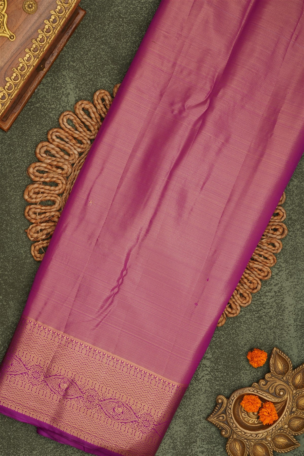 Semi Pattu Silk Blend Light Gold Saree