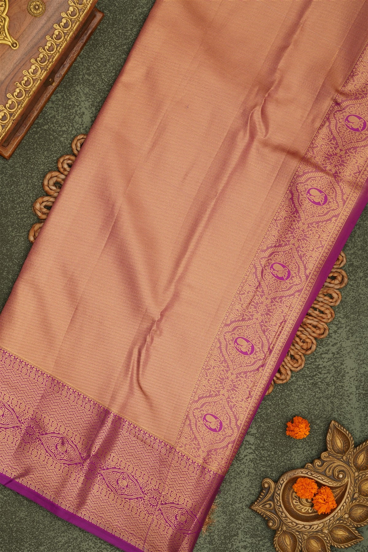 Semi Pattu Silk Blend Light Gold Saree