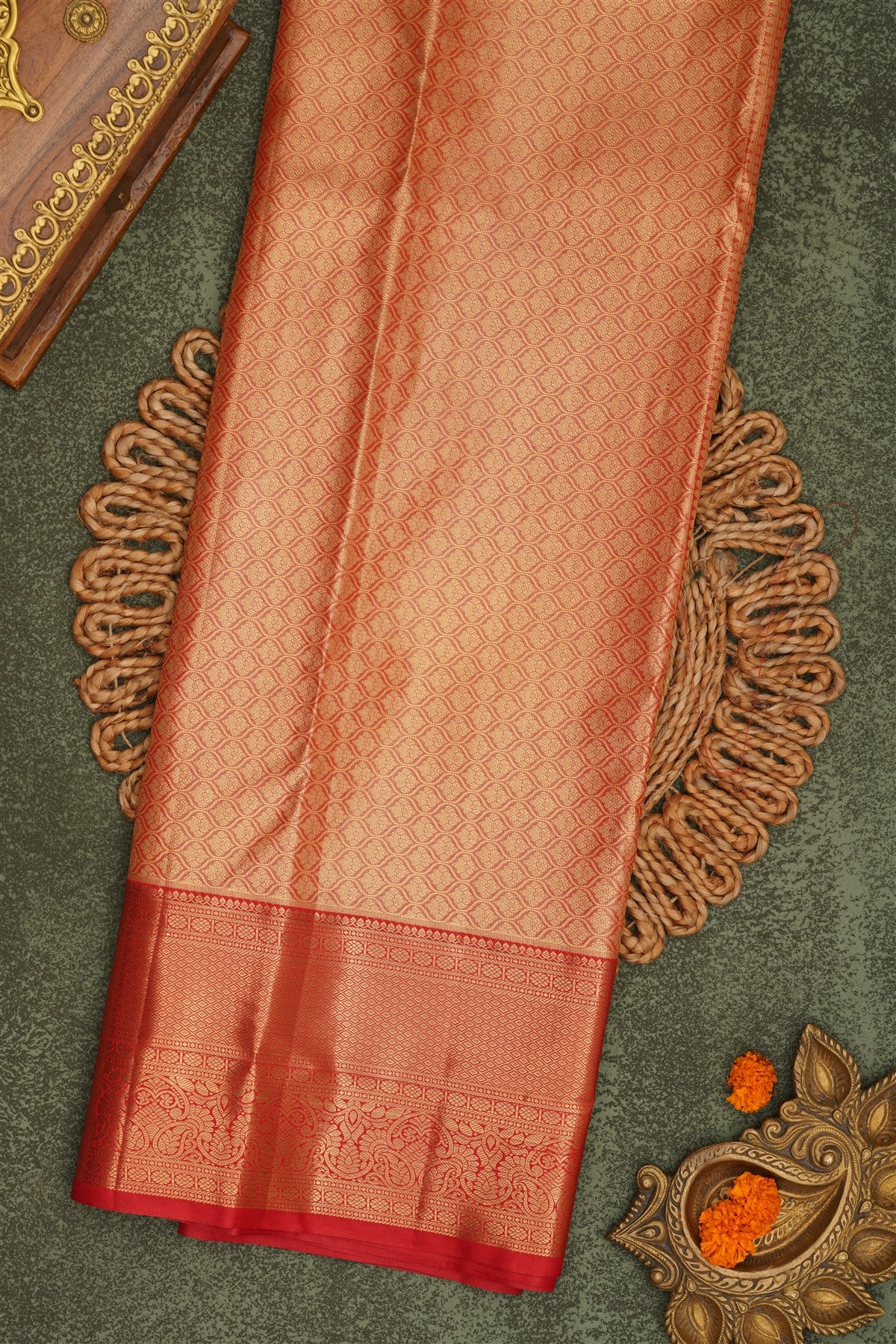 Semi Pattu Silk Blend Light Gold Saree