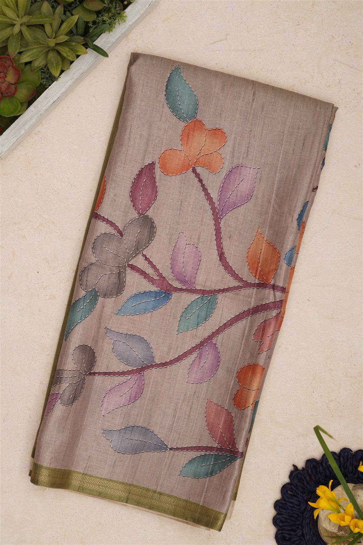 Bhagalpur Tussar Silk Light Green Saree