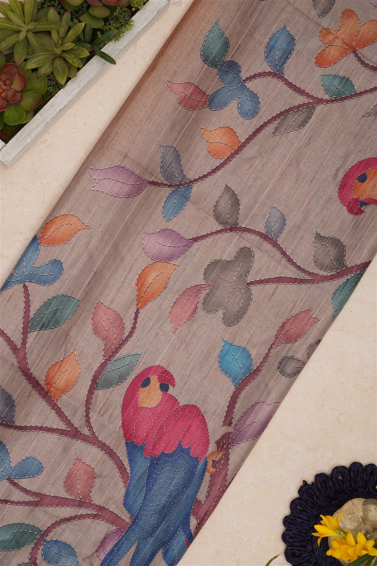 Bhagalpur Tussar Silk Mustard Saree