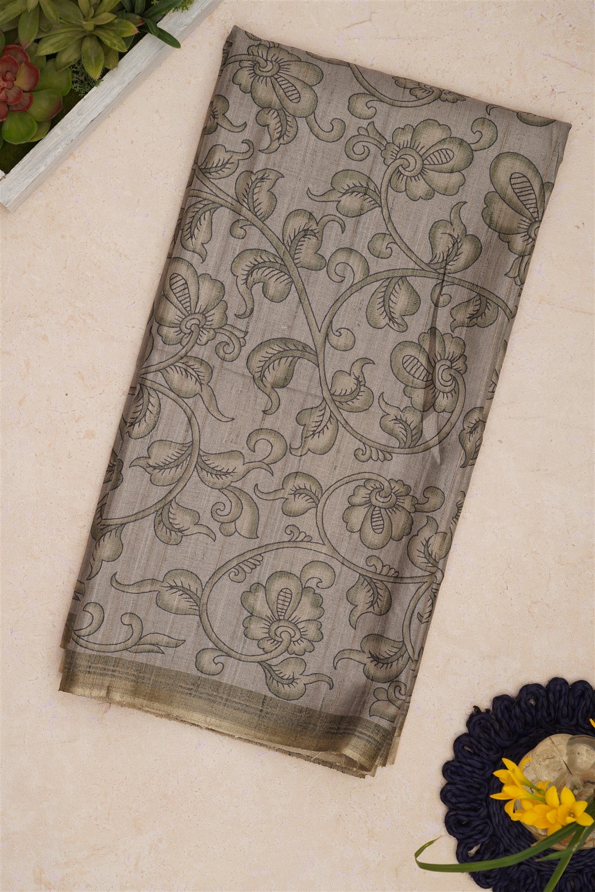 Bhagalpur Tussar Silk Light Green Saree