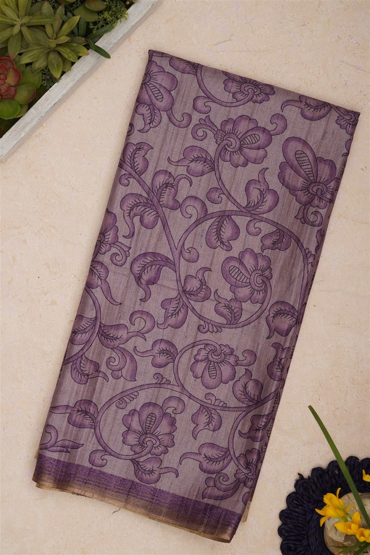 Bhagalpur Tussar Silk Light Lavender Saree