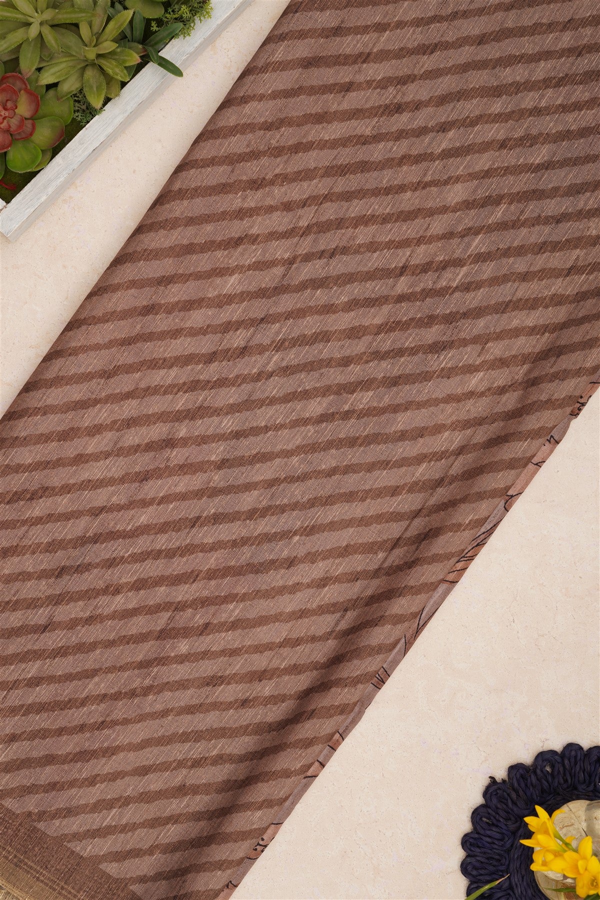 Bhagalpur Tussar Silk Light Brown Saree