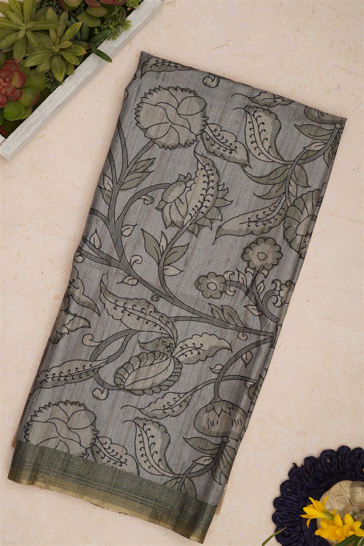 Bhagalpur Tussar Silk Light Sea Green Saree