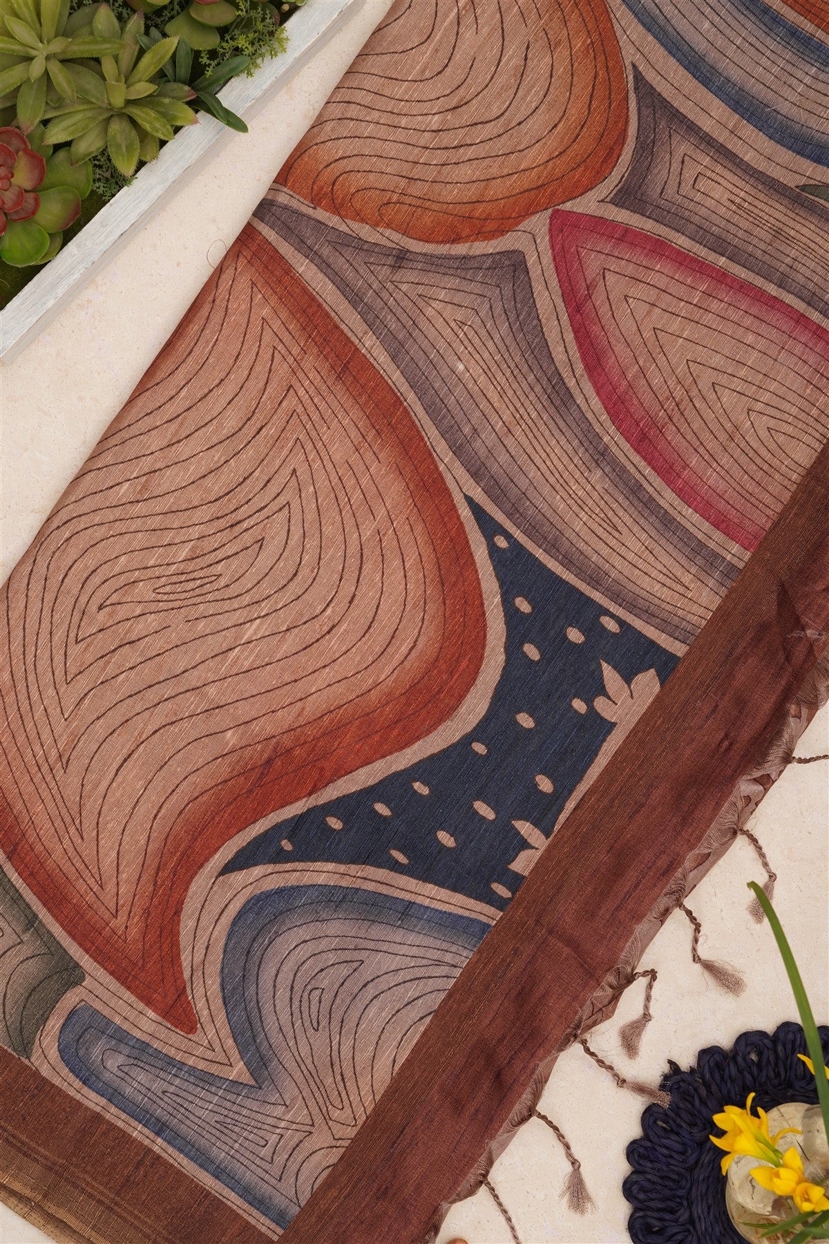 Bhagalpur Tussar Silk Light Brown Saree
