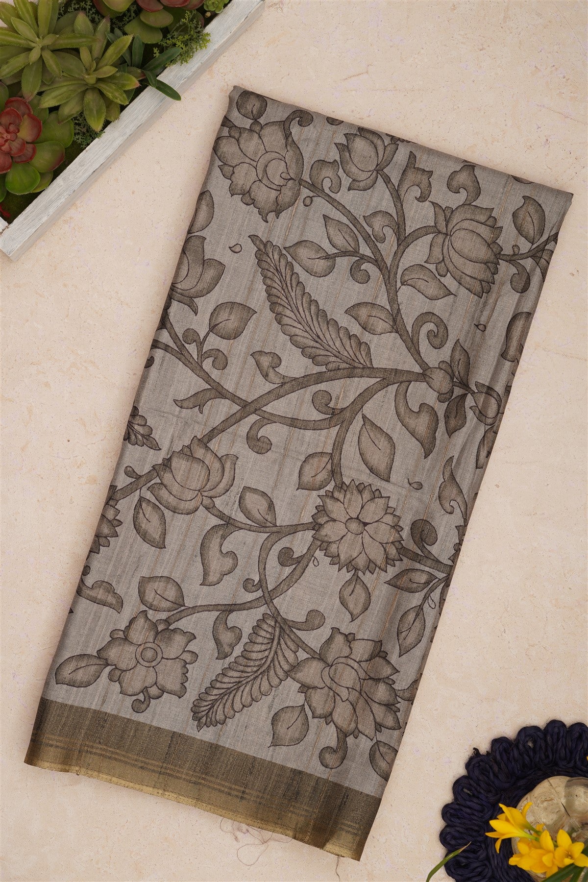 Bhagalpur Tussar Silk Light Green Saree