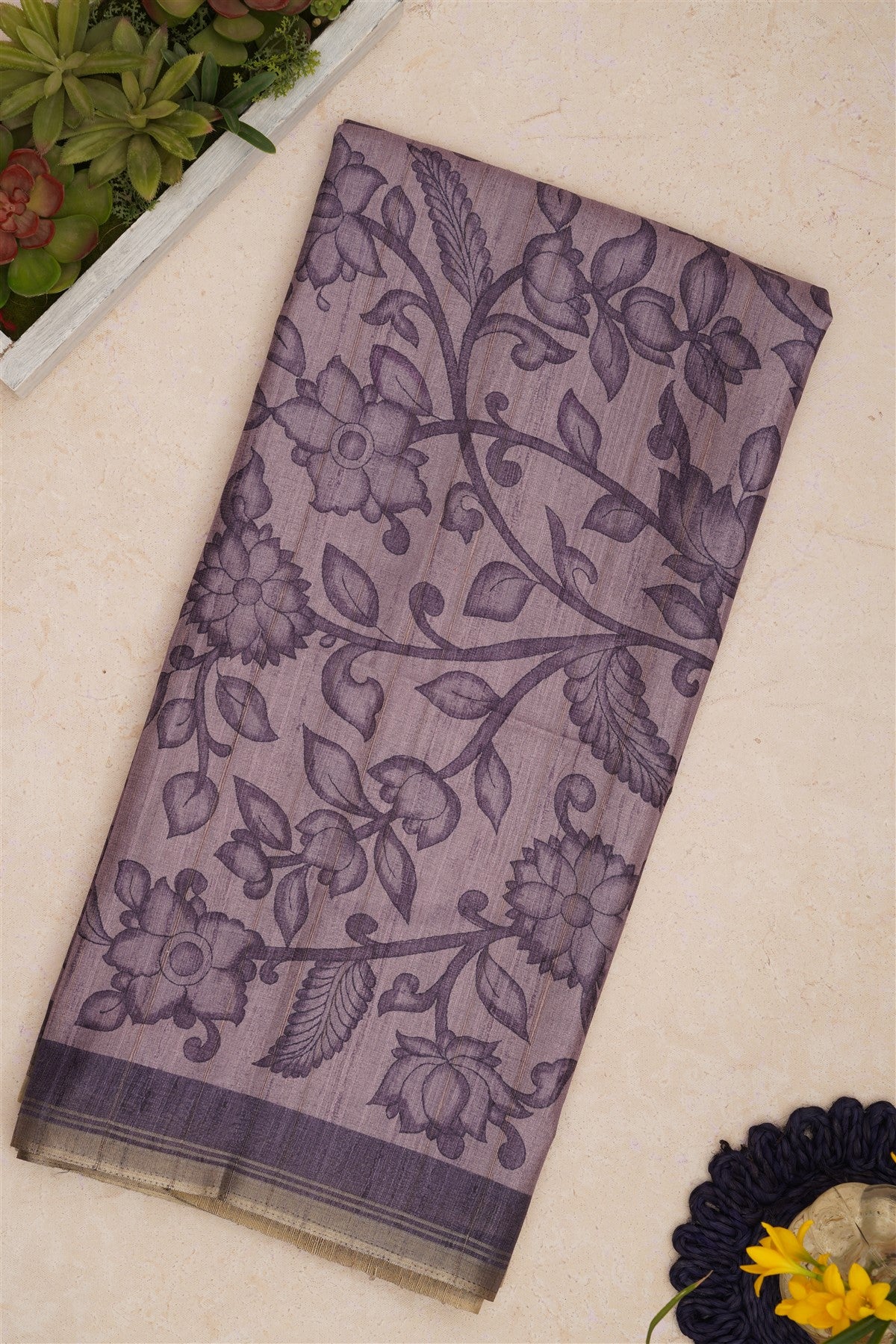 Bhagalpur Tussar Silk Light Lavender Saree