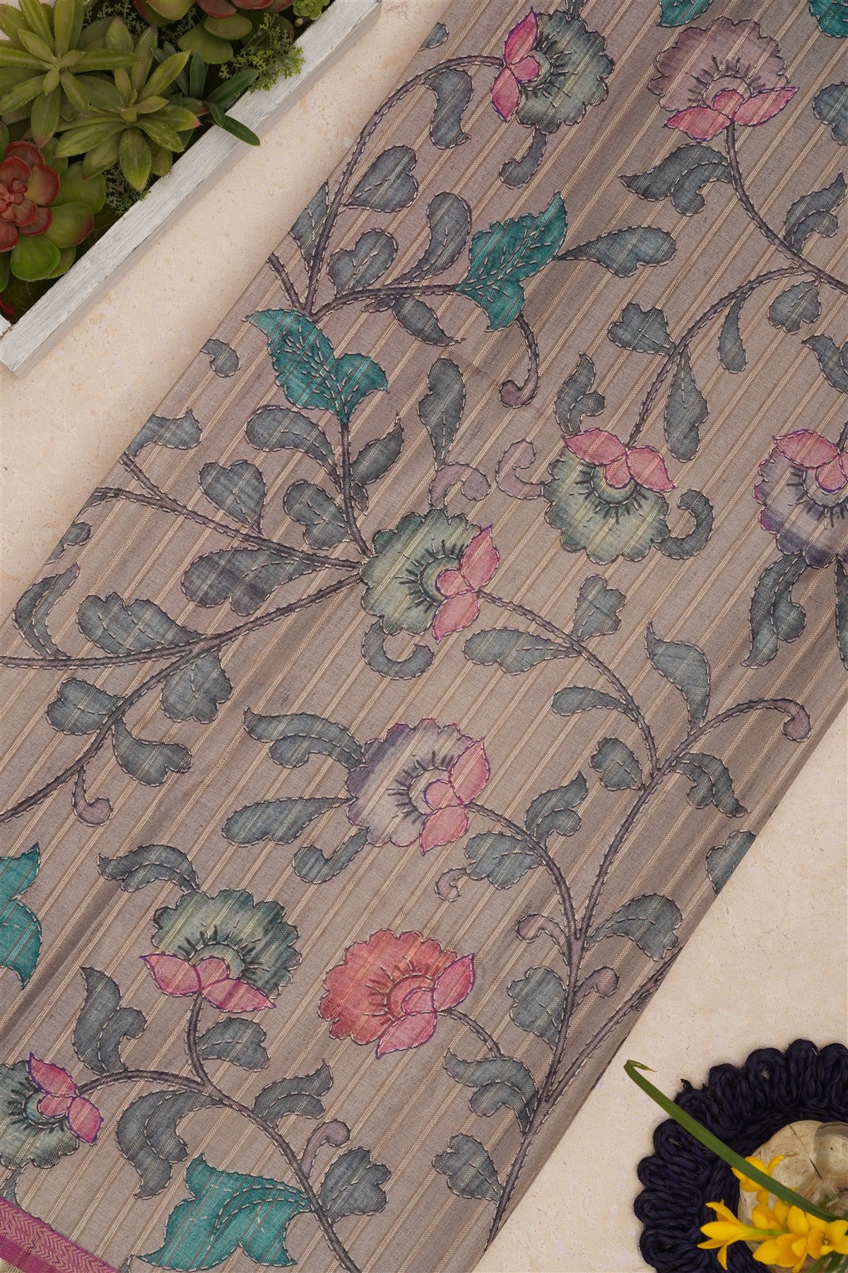 Bhagalpur Tussar Silk Purple Saree