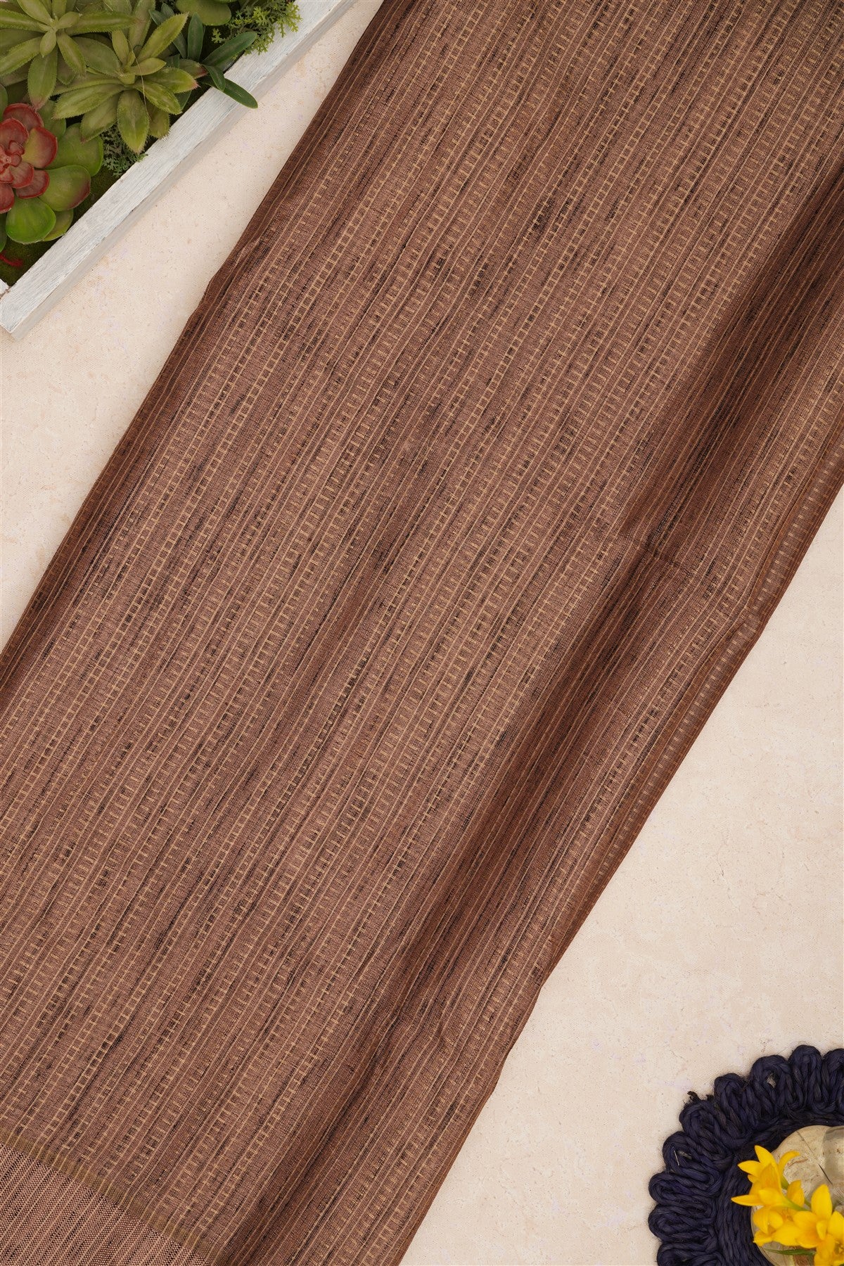 Bhagalpur Tussar Silk Brown Saree
