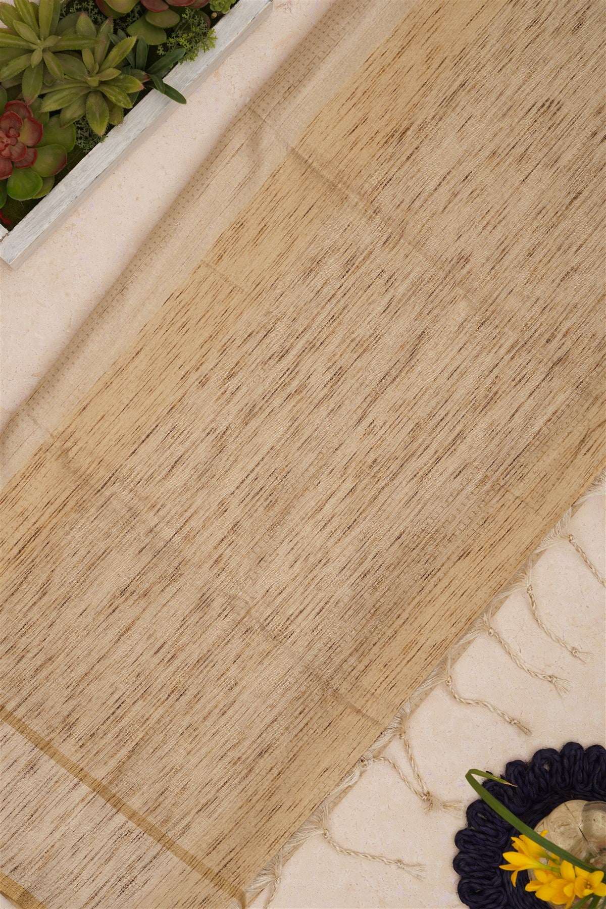 Bhagalpur Tussar Silk Cream Saree