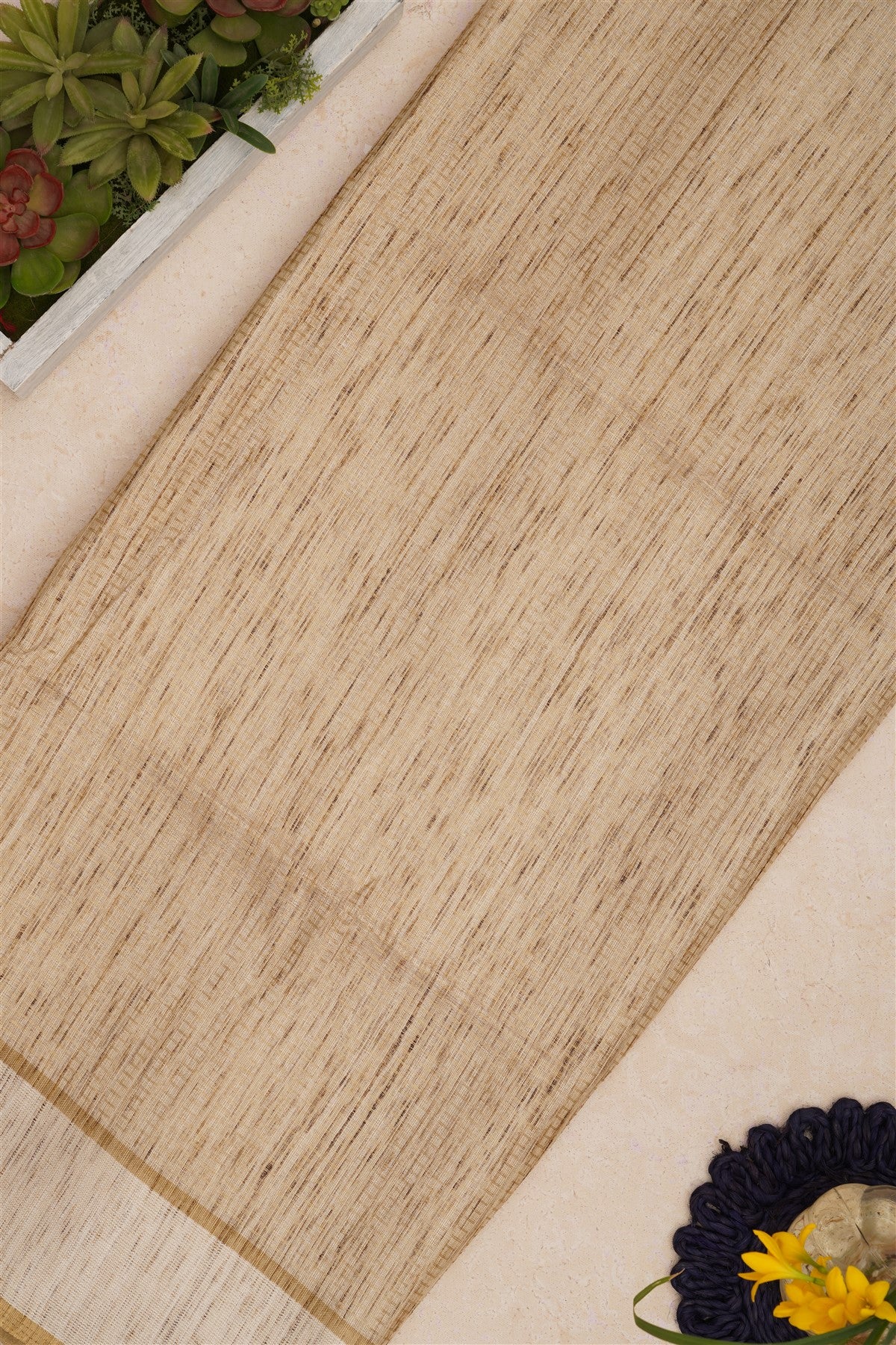 Bhagalpur Tussar Silk Cream Saree