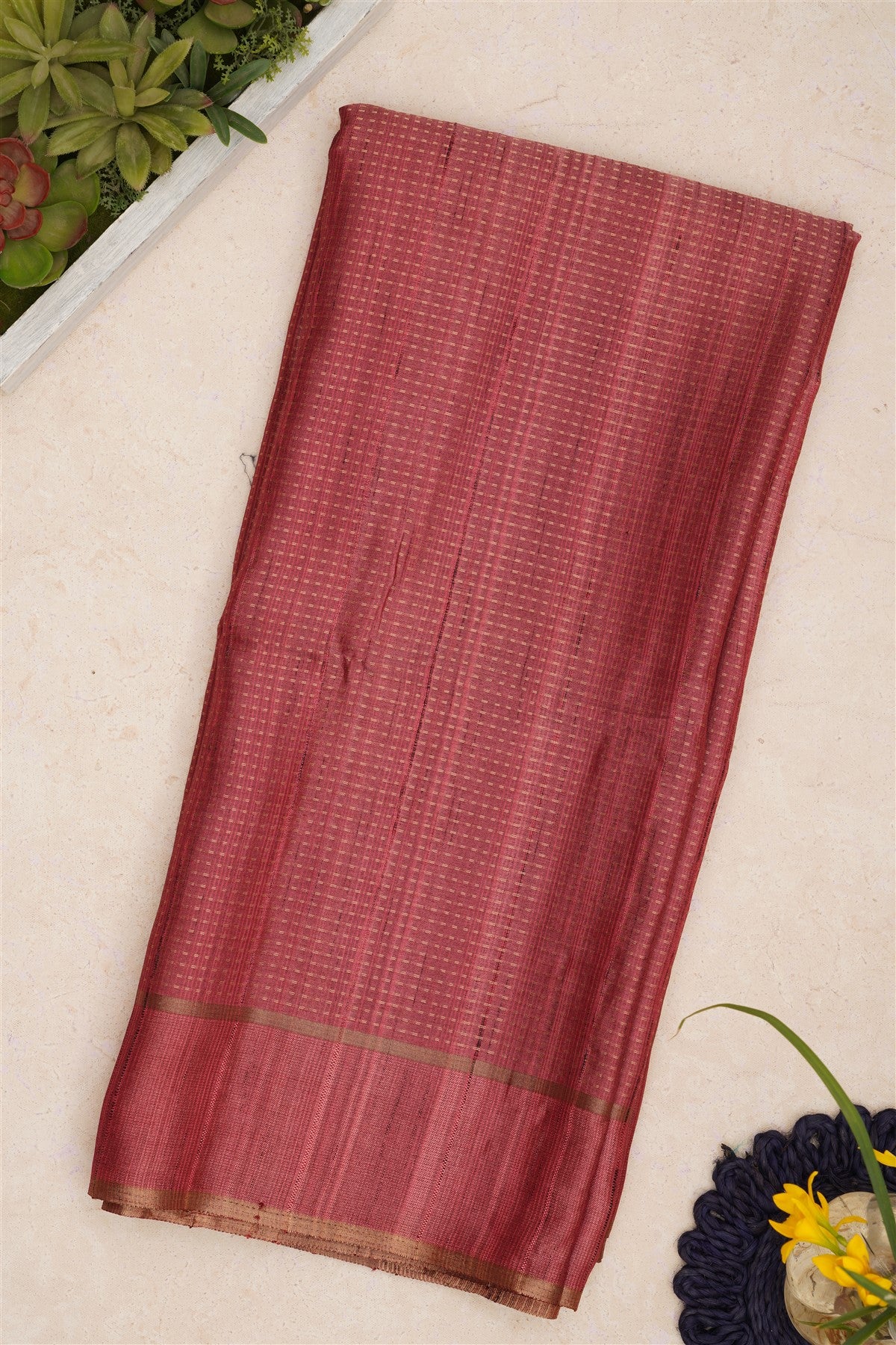 Bhagalpur Tussar Silk Dusty Pink Saree
