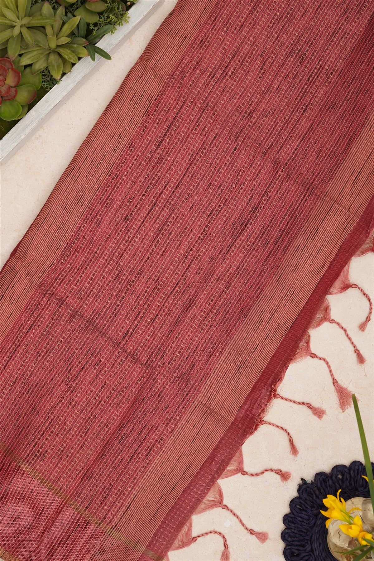Bhagalpur Tussar Silk Dusty Pink Saree