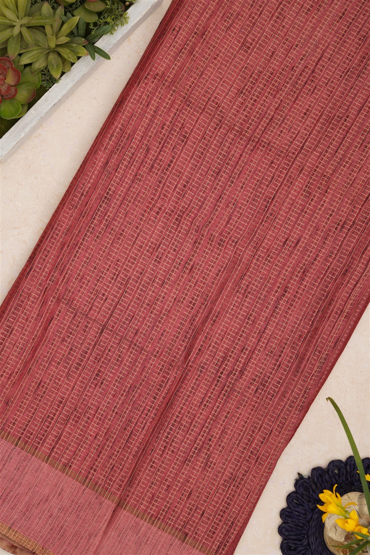 Bhagalpur Tussar Silk Dusty Pink Saree