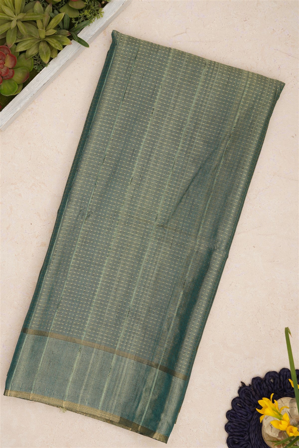 Bhagalpur Tussar Silk Green Saree