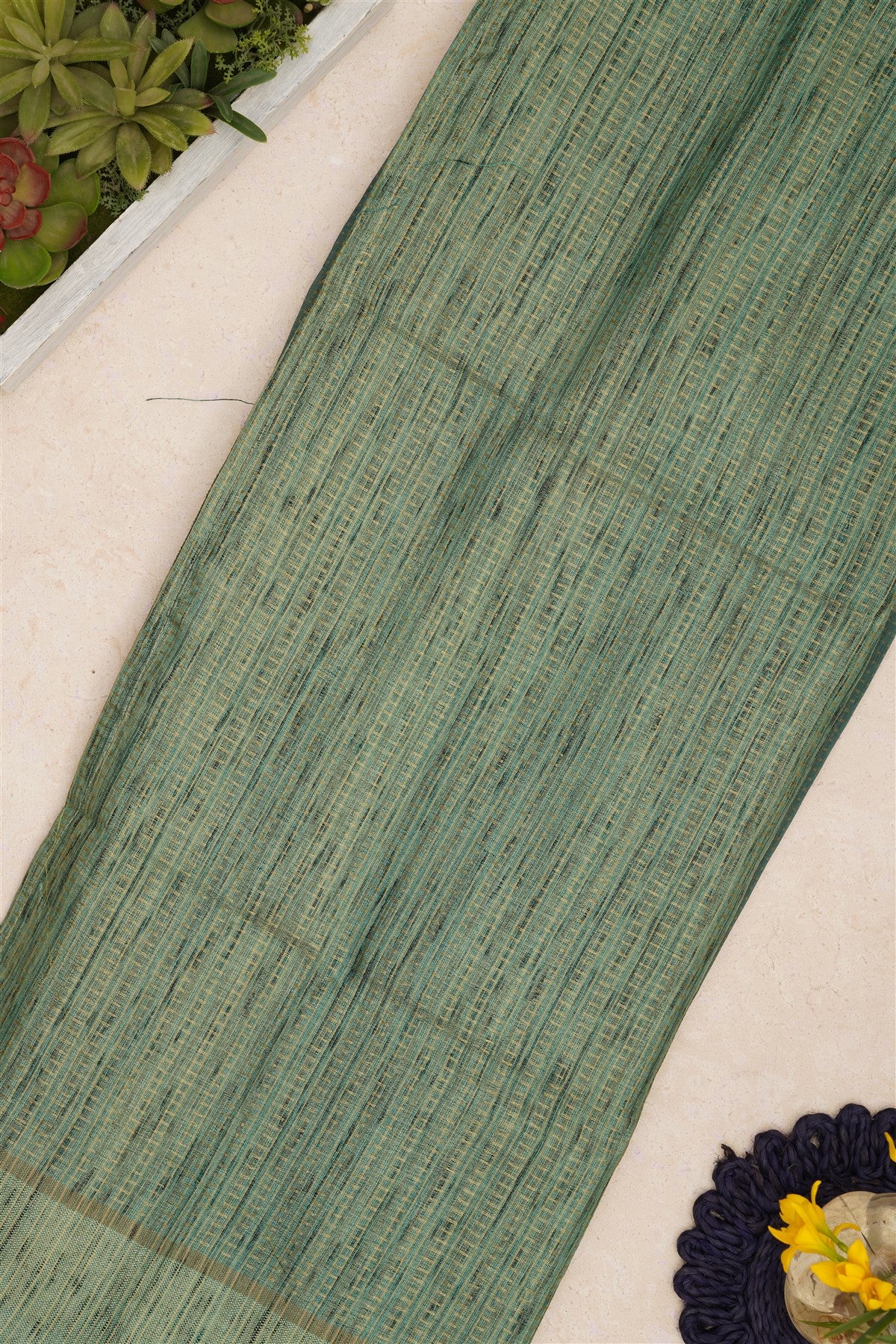 Bhagalpur Tussar Silk Green Saree