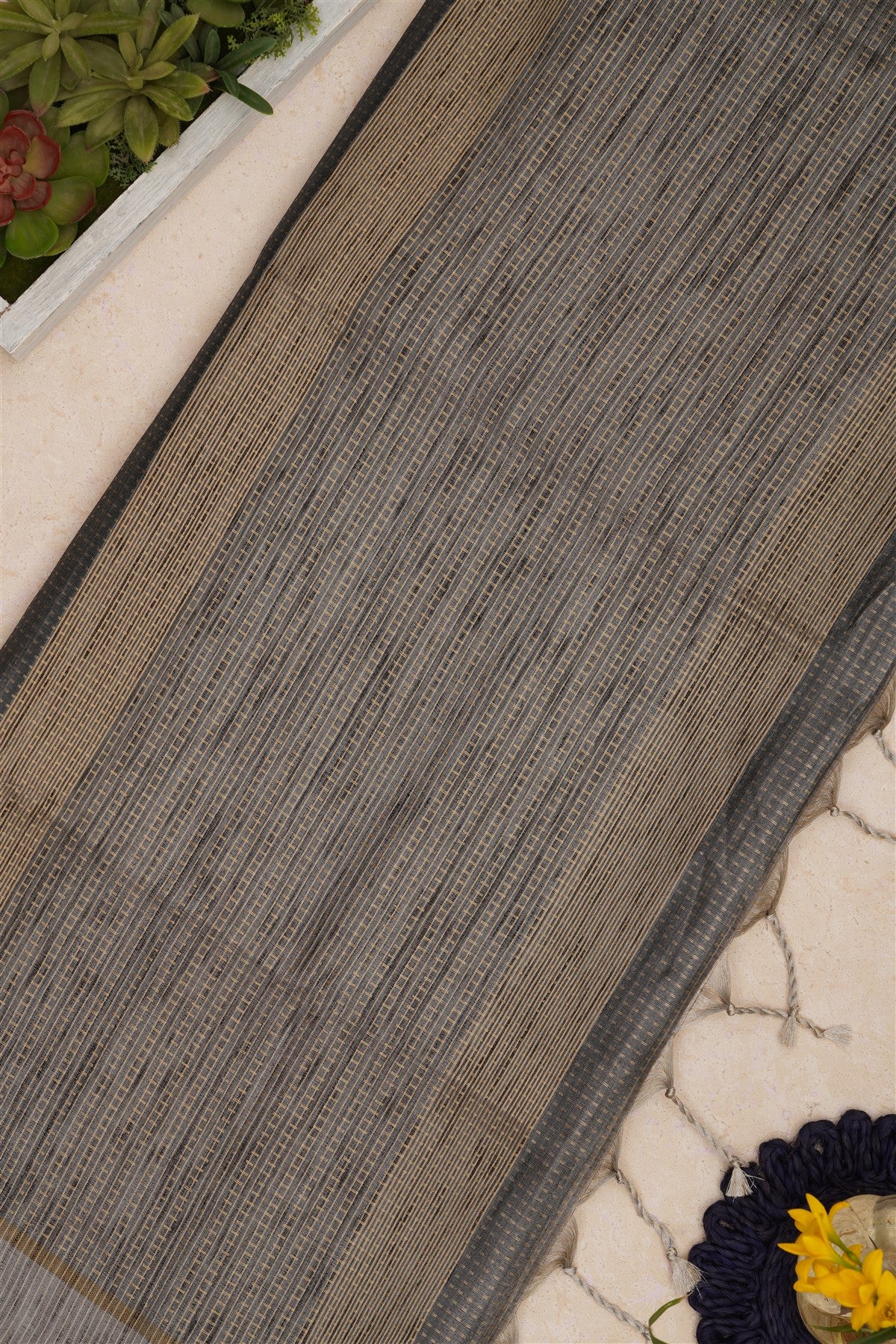 Bhagalpur Tussar Silk Grey Saree