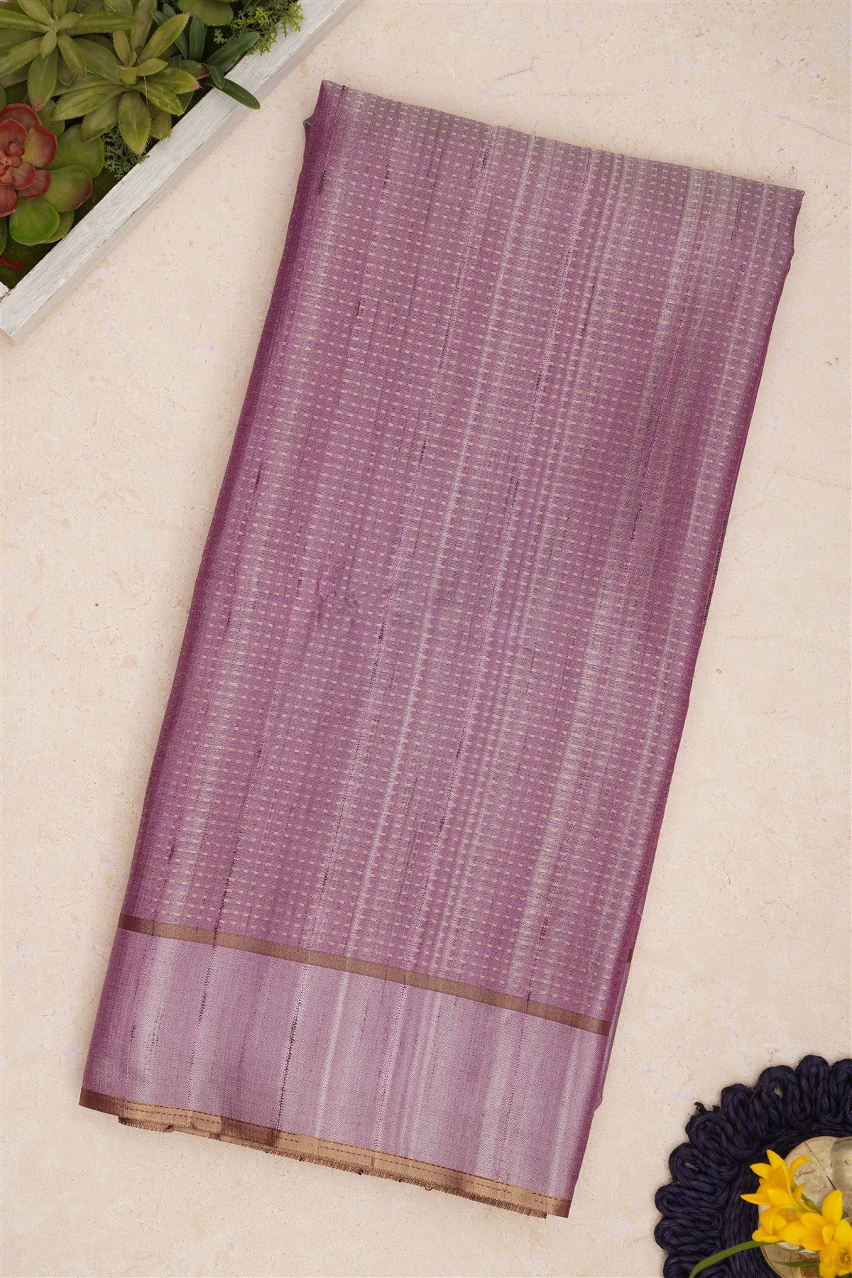 Bhagalpur Tussar Silk Lavender Saree