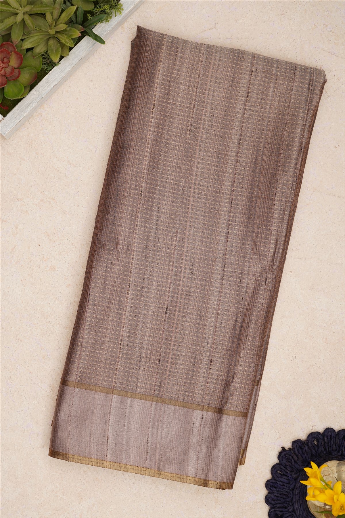 Bhagalpur Tussar Silk Light Brown Saree