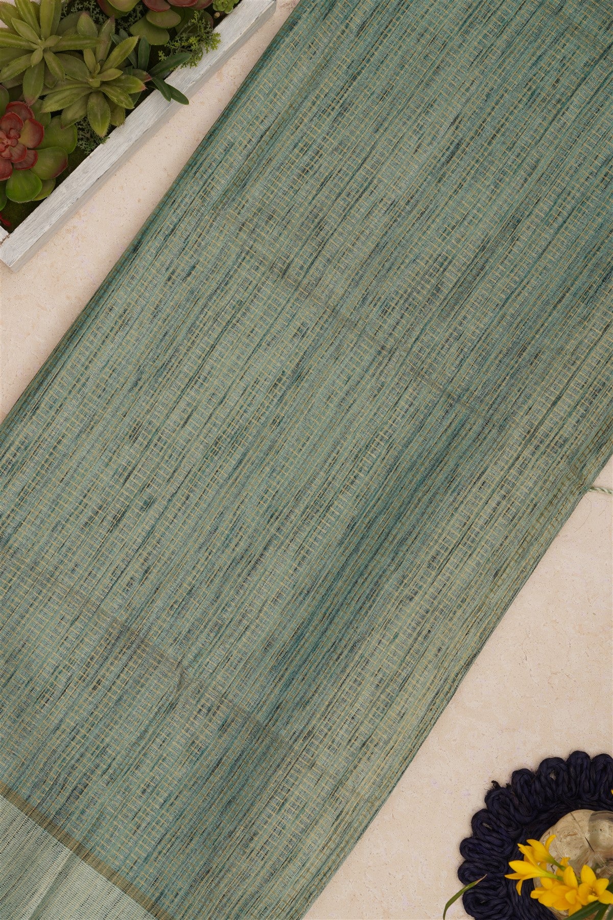 Bhagalpur Tussar Silk Sea Green Saree