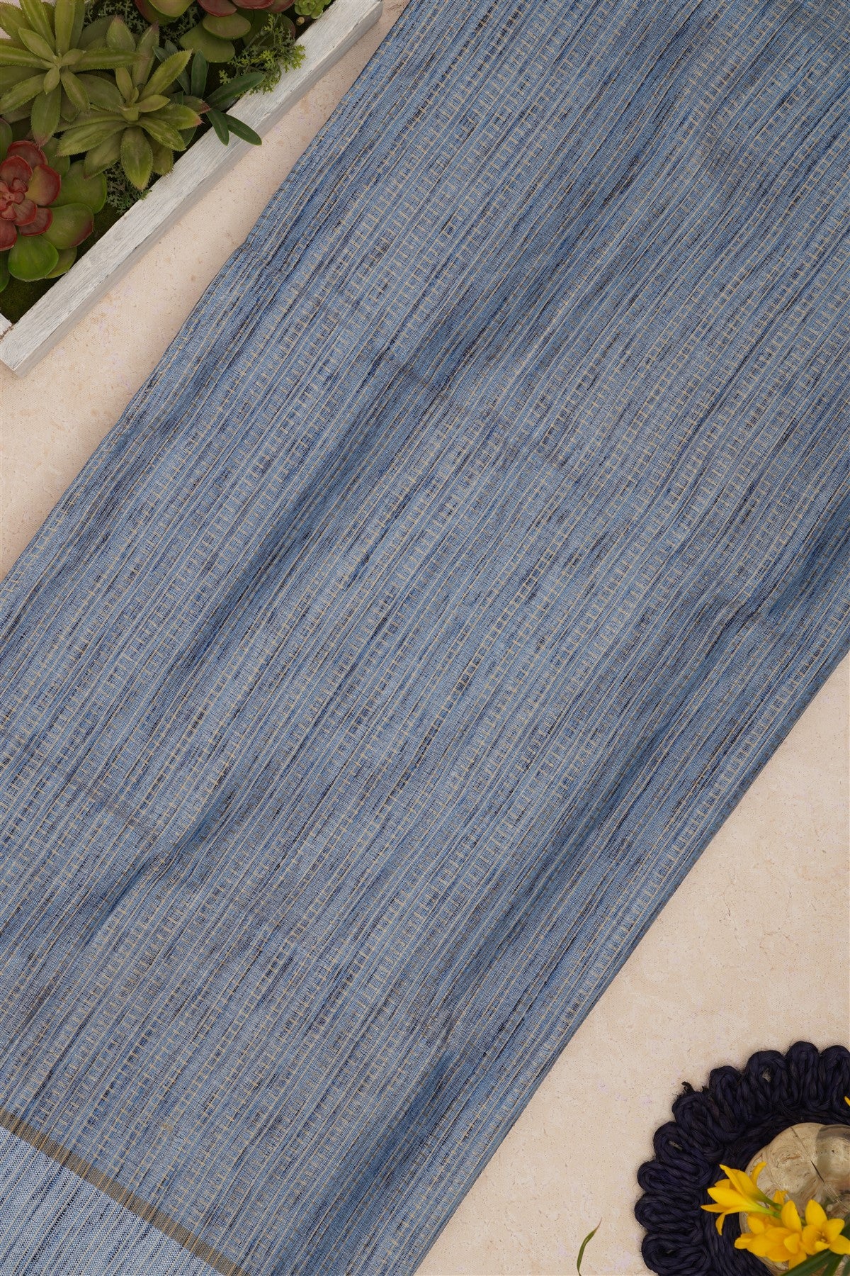 Bhagalpur Tussar Silk Slate Blue Saree