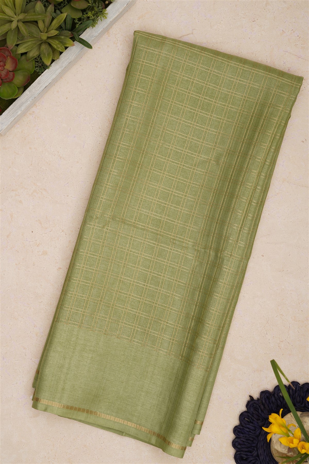 Bhagalpur Tussar Silk Light Green Saree