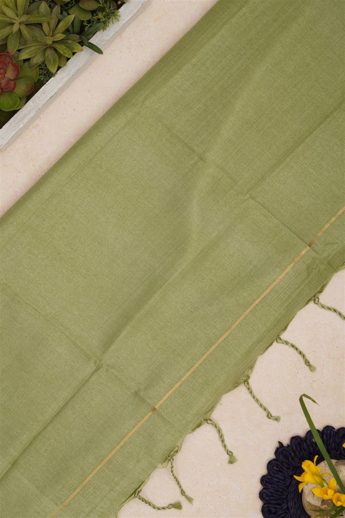Bhagalpur Tussar Silk Light Green Saree