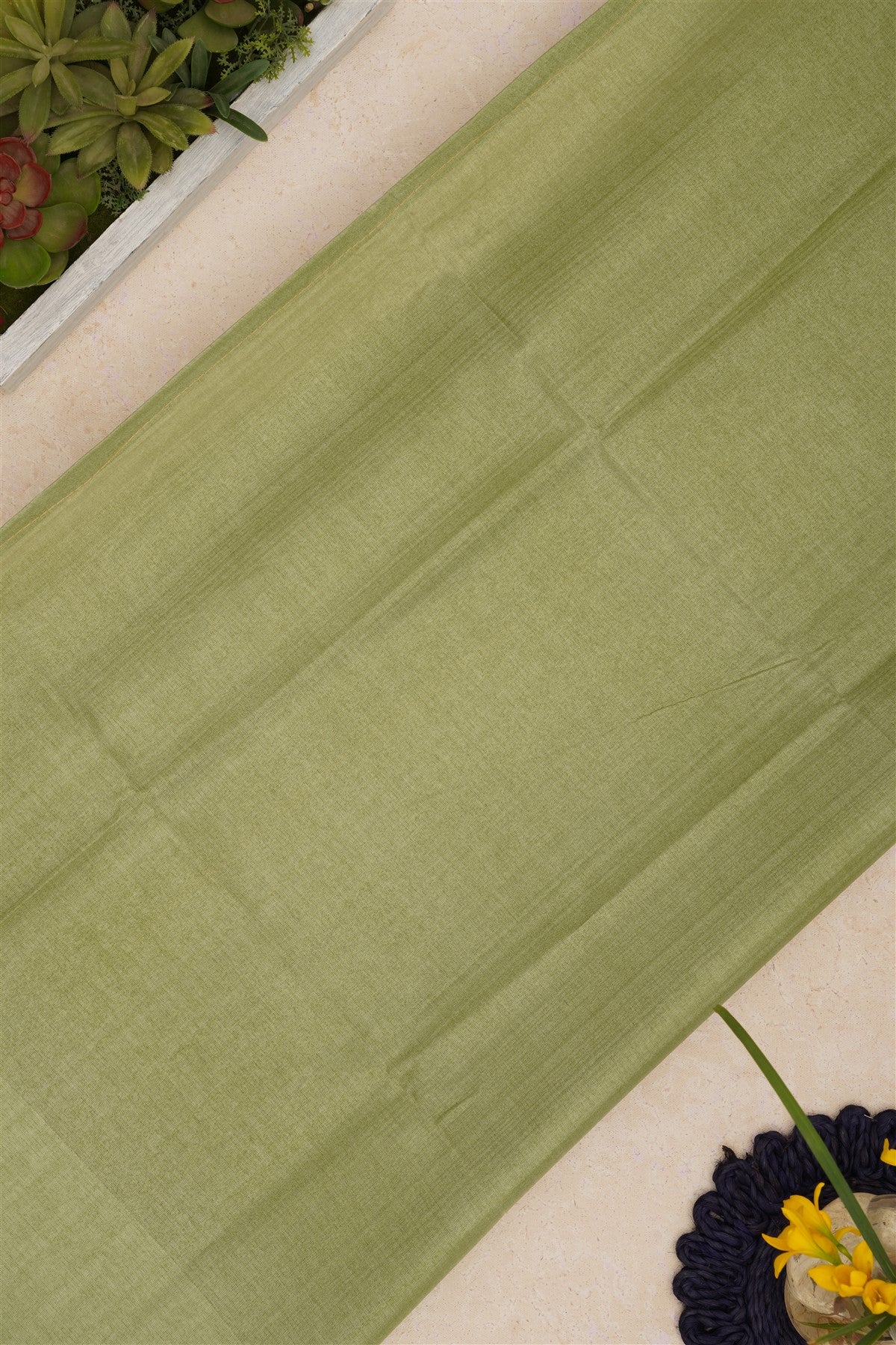 Bhagalpur Tussar Silk Light Green Saree