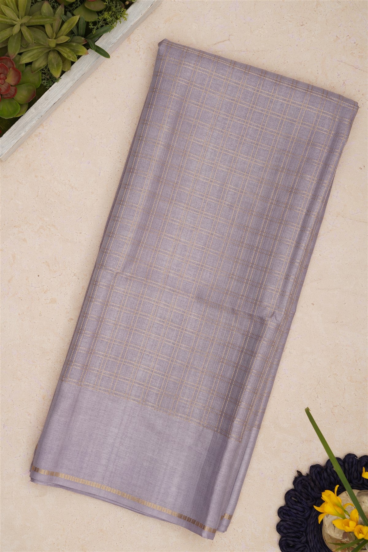 Bhagalpur Tussar Silk Light Lavender Saree