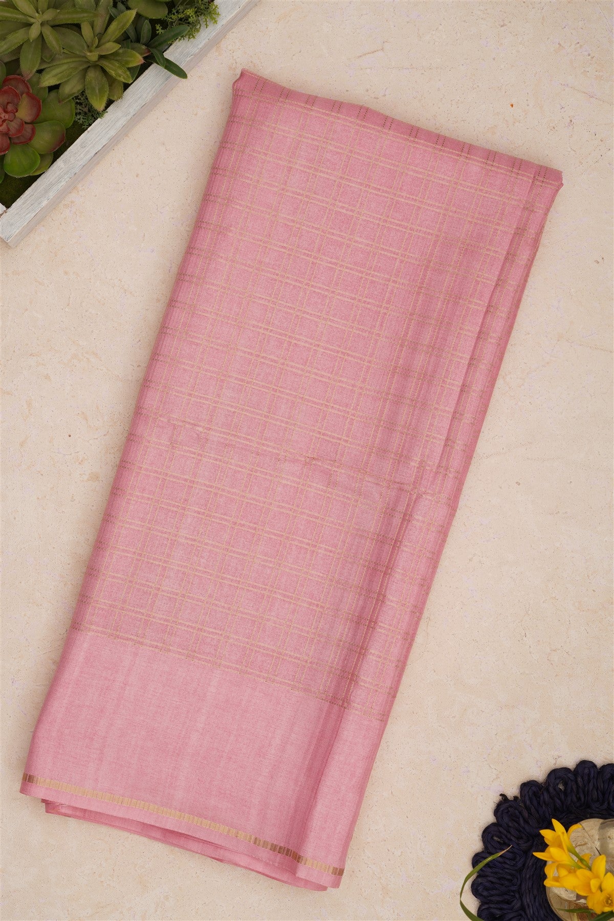 Bhagalpur Tussar Silk Light Pink Saree