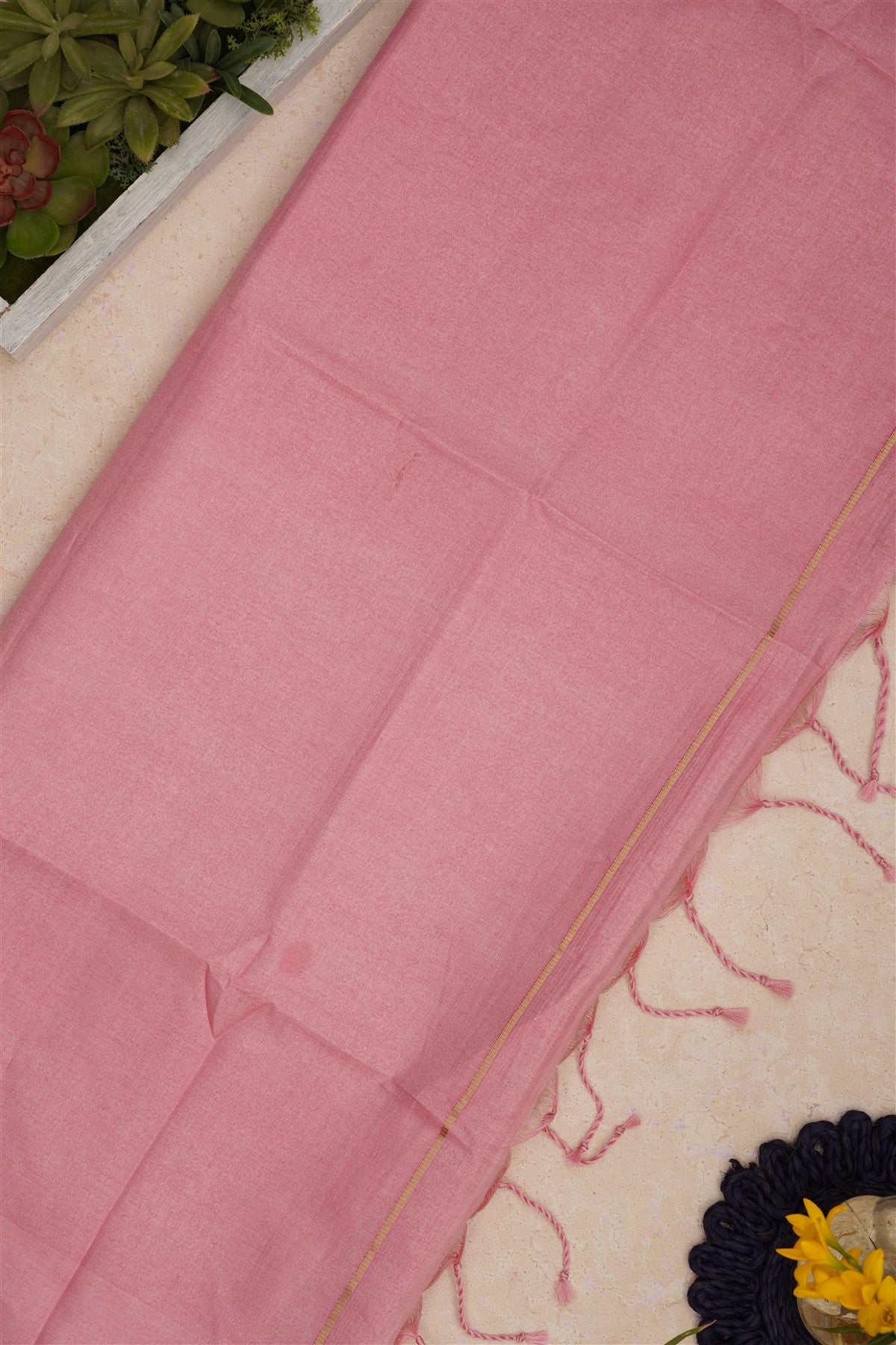 Bhagalpur Tussar Silk Light Pink Saree