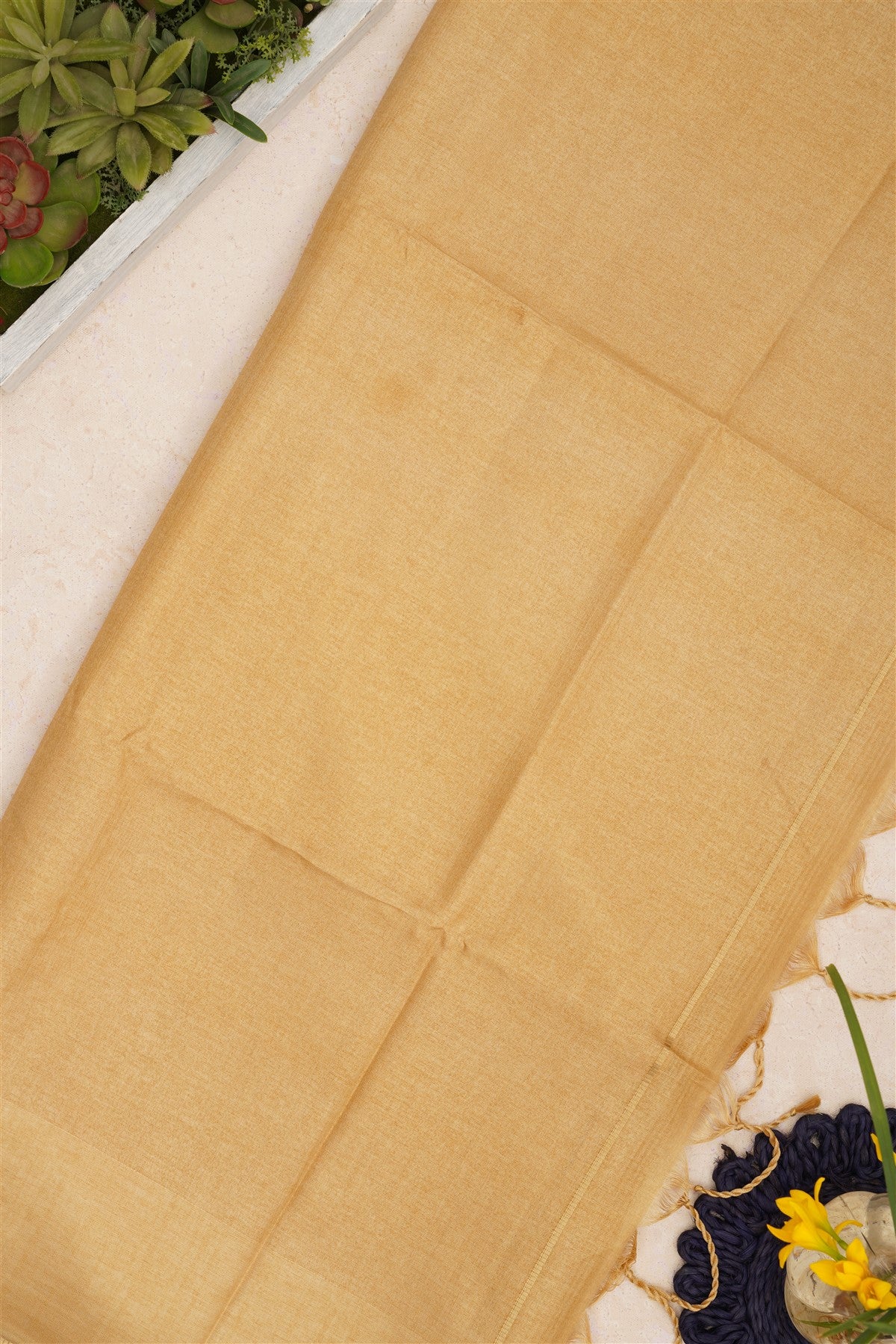 Bhagalpur Tussar Silk Light Yellow Saree