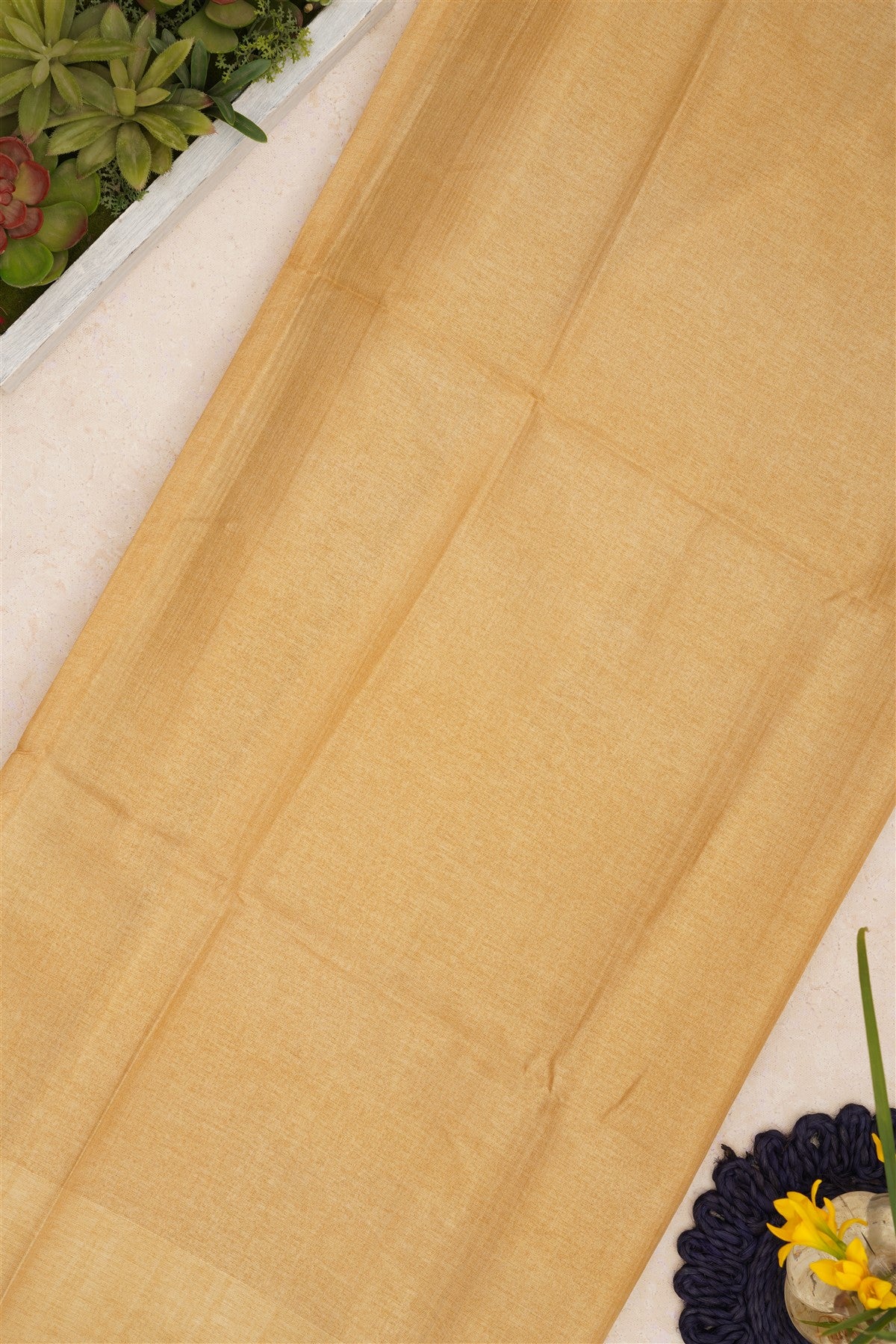 Bhagalpur Tussar Silk Light Yellow Saree