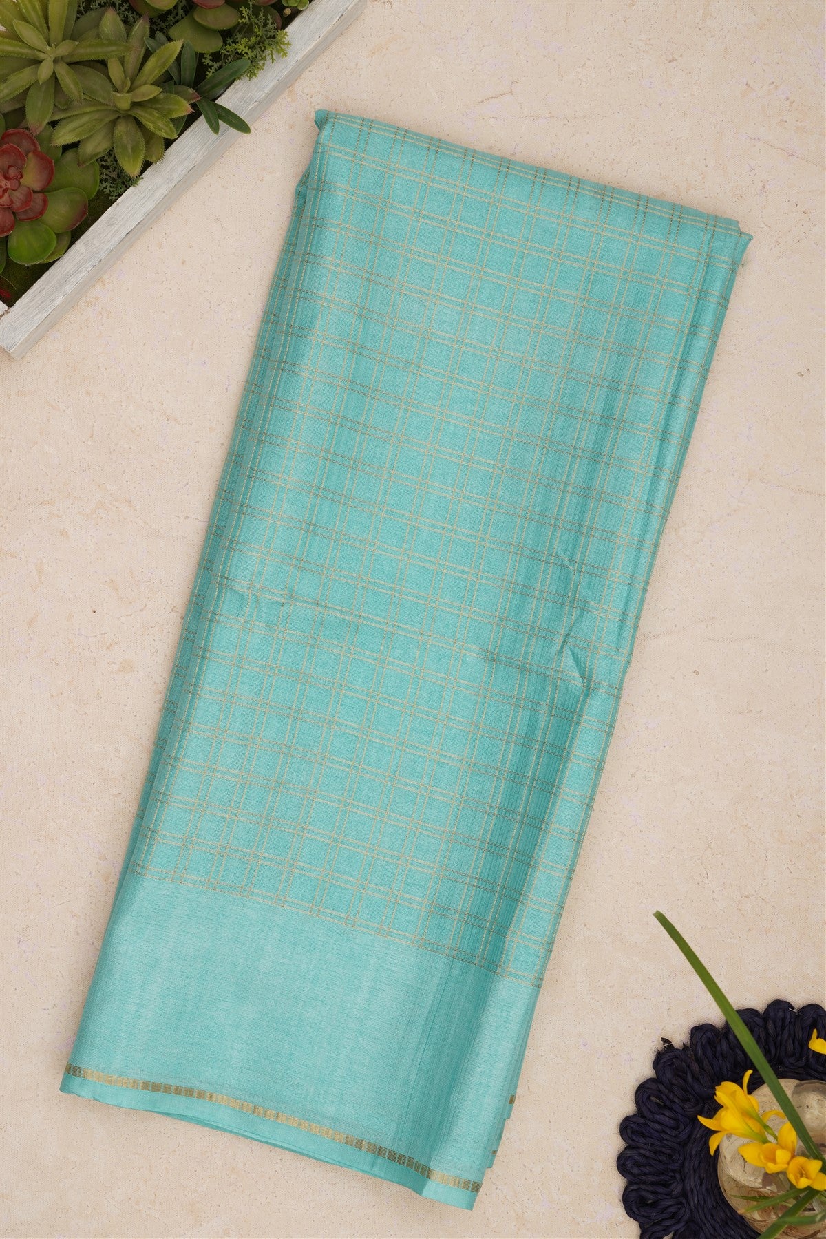 Bhagalpur Tussar Silk Sky Blue Saree