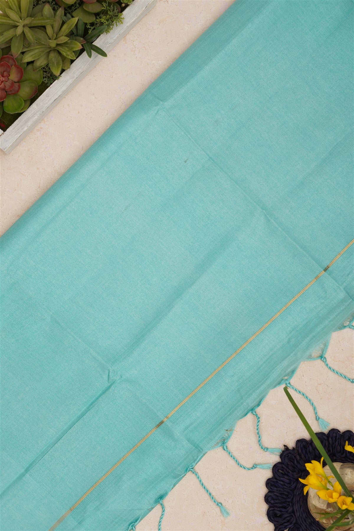 Bhagalpur Tussar Silk Sky Blue Saree