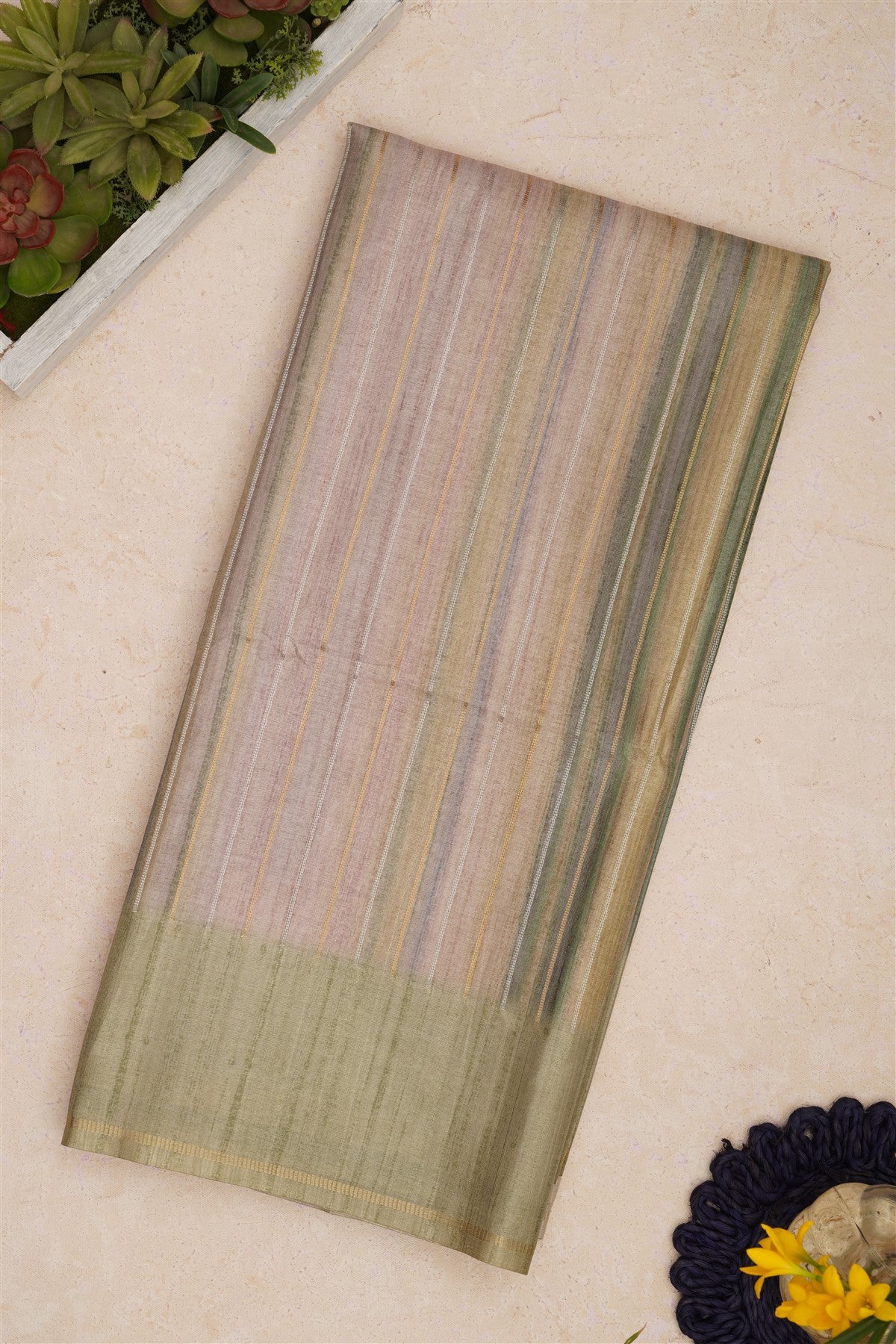 Bhagalpur Tussar Silk Light Green Saree
