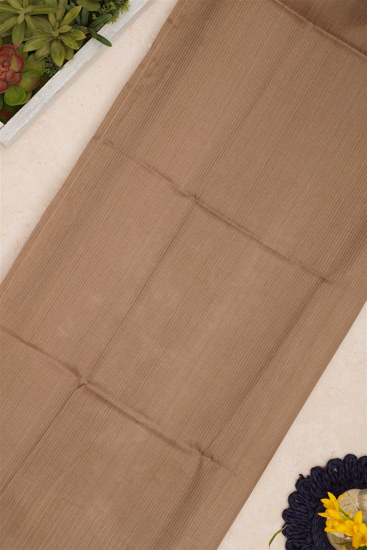 Bhagalpur Tussar Silk Light Olive Green Saree