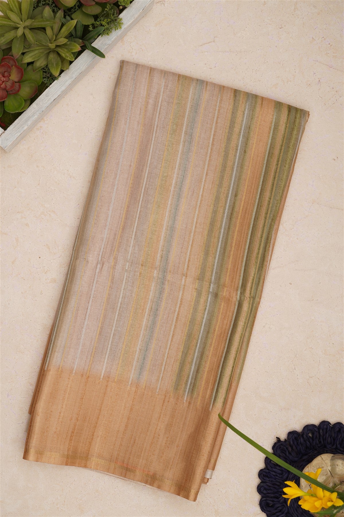Bhagalpur Tussar Silk Light Yellow Saree