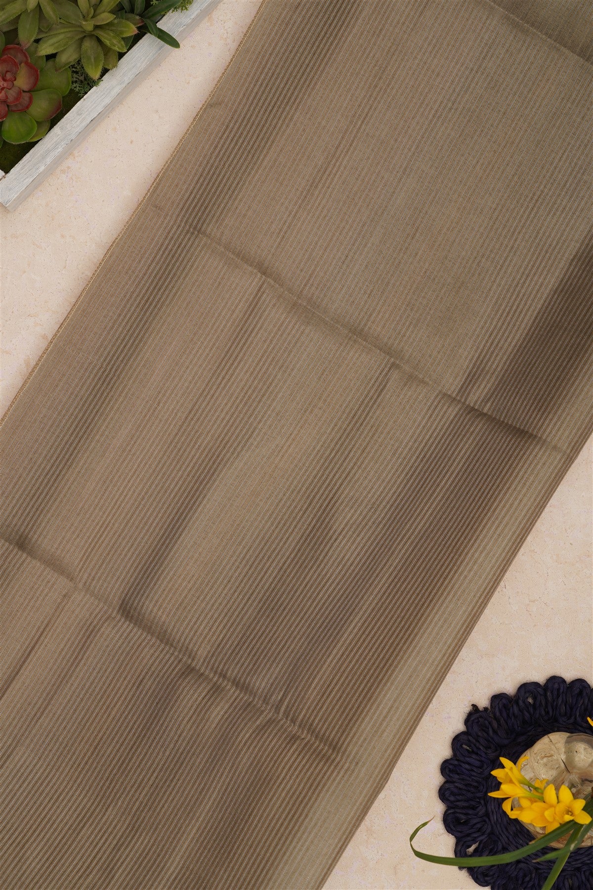 Bhagalpur Tussar Silk Olive Green Saree