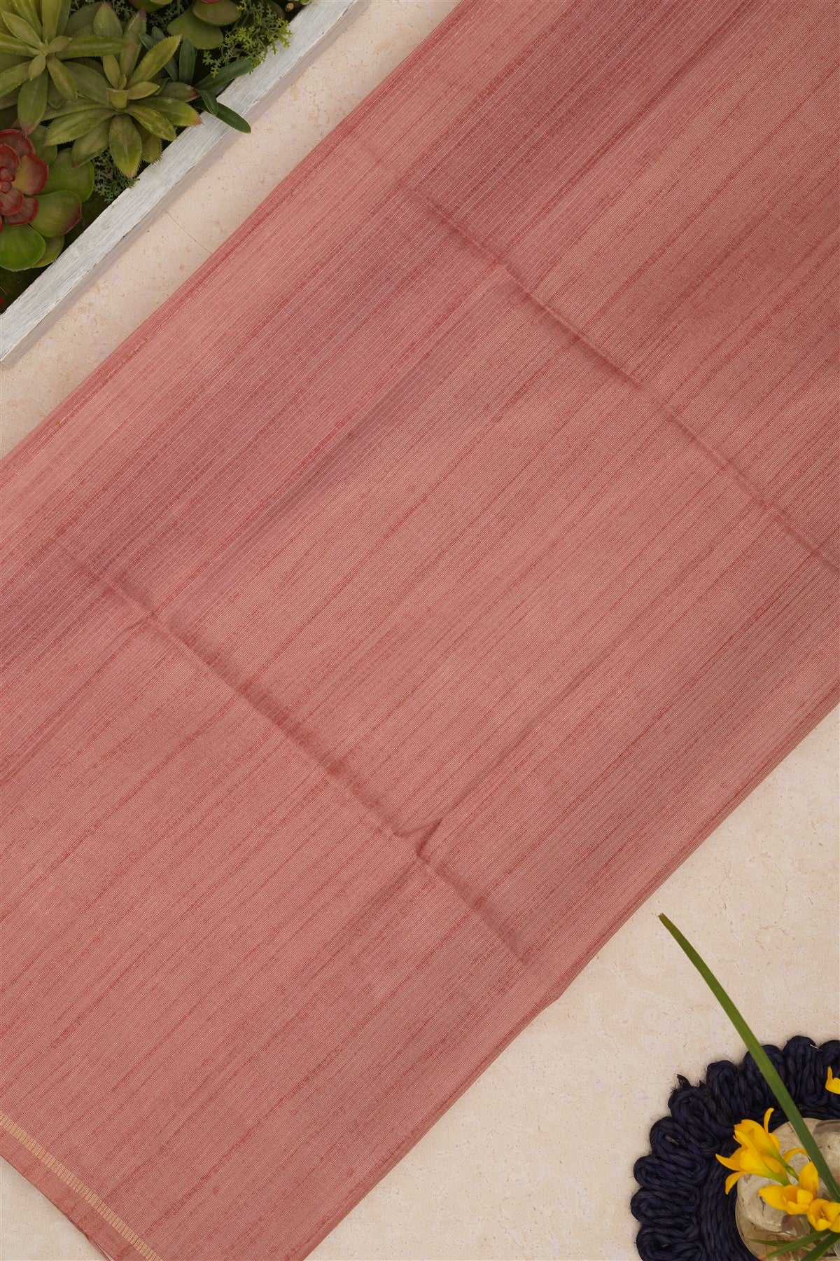 Bhagalpur Tussar Silk Peach Saree