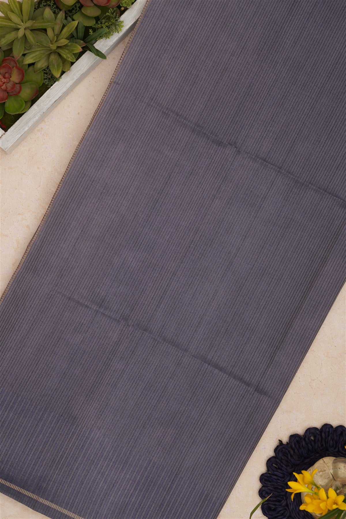 Bhagalpur Tussar Silk Slate Blue Saree