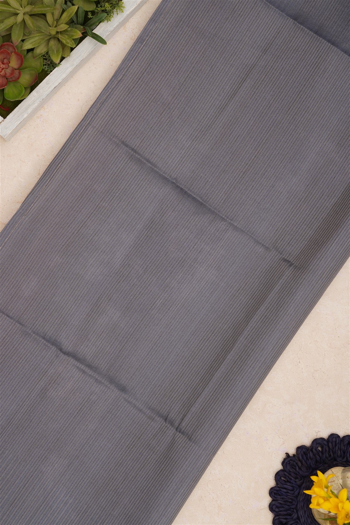 Bhagalpur Tussar Silk Slate Grey Saree