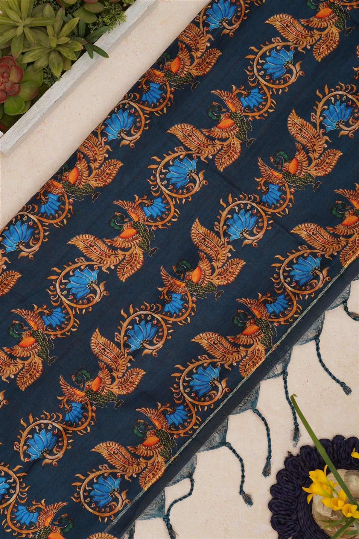 Bhagalpur Tussar Silk Green Saree