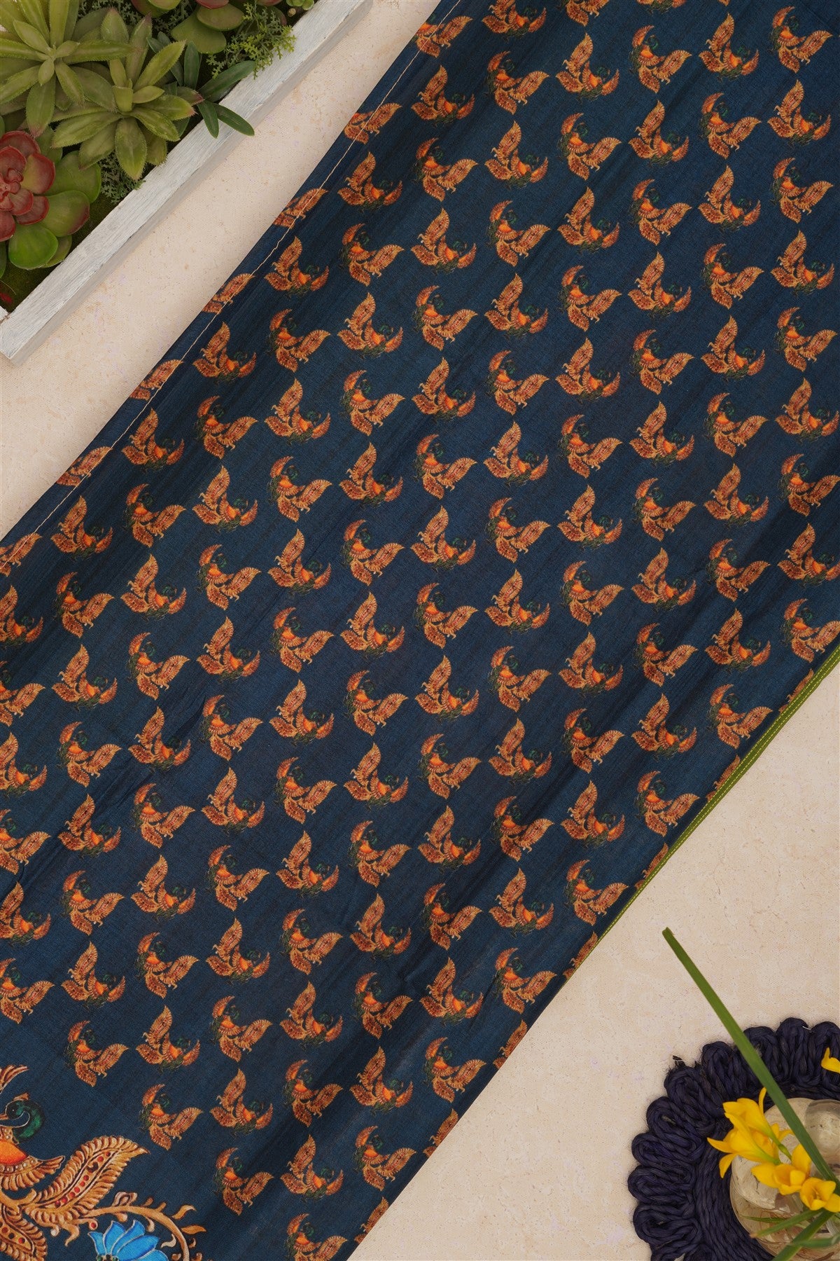 Bhagalpur Tussar Silk Green Saree