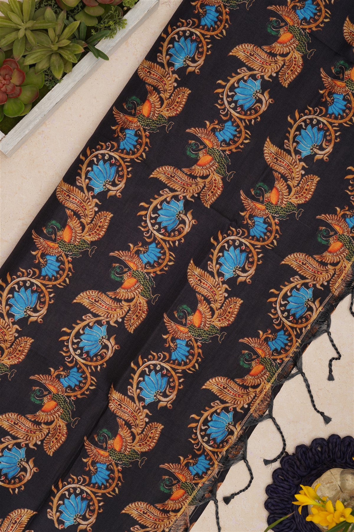 Bhagalpur Tussar Silk Lime Green Saree