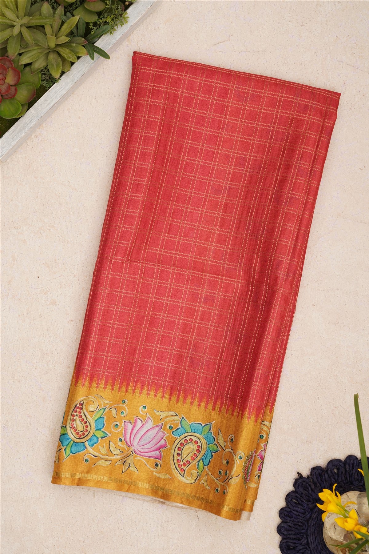 Bhagalpur Tussar Silk Pink Saree